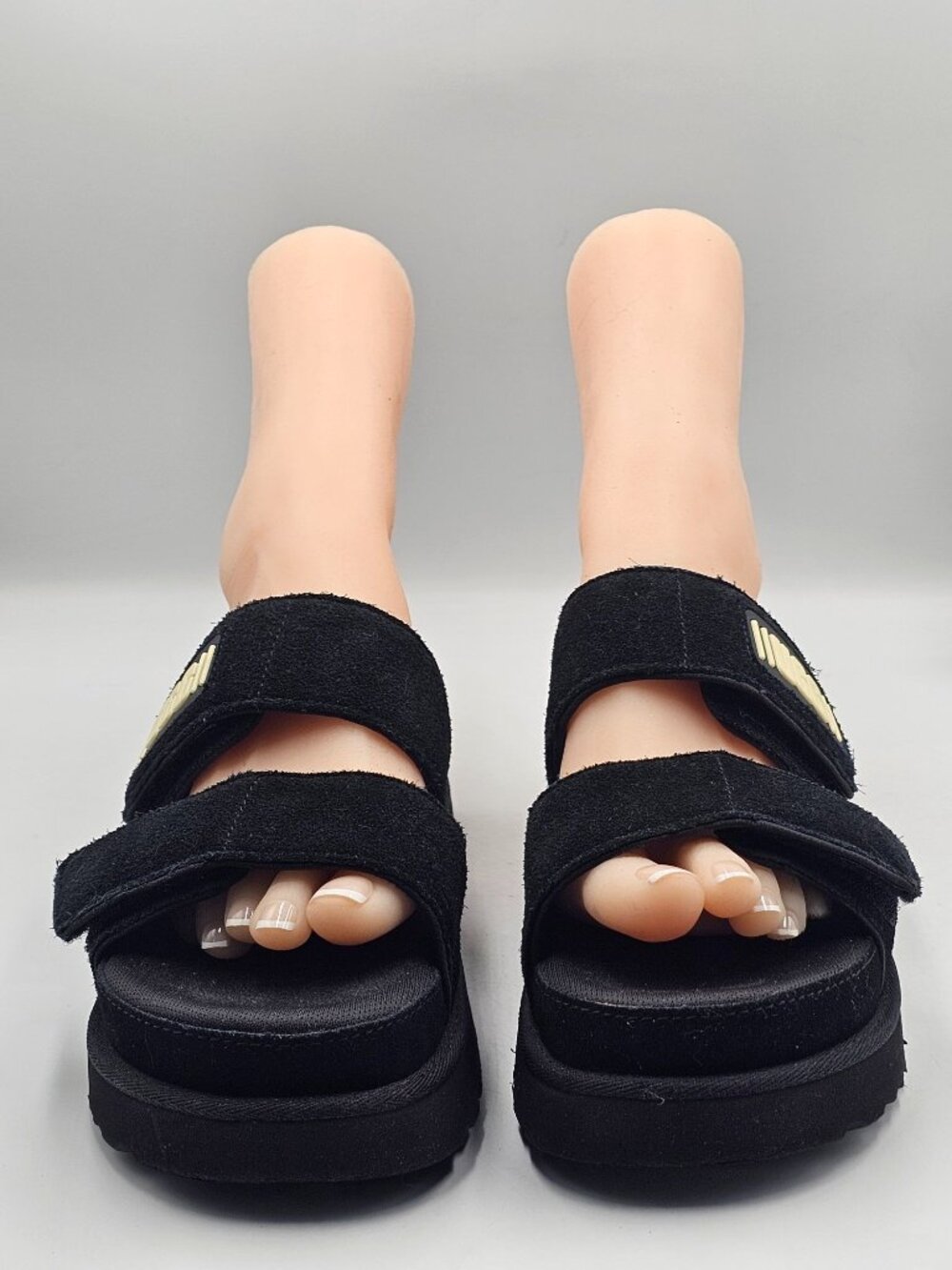UGG Women's Black Suede Greer Platform Adjustable  Straps Slide Sandal Sz 9 3707 - Picture 7 of 16